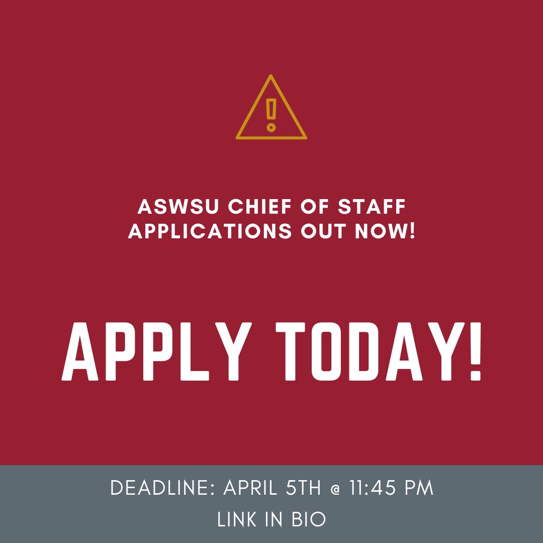 Apply to join next years ASWSU team! ⬇️⬇️