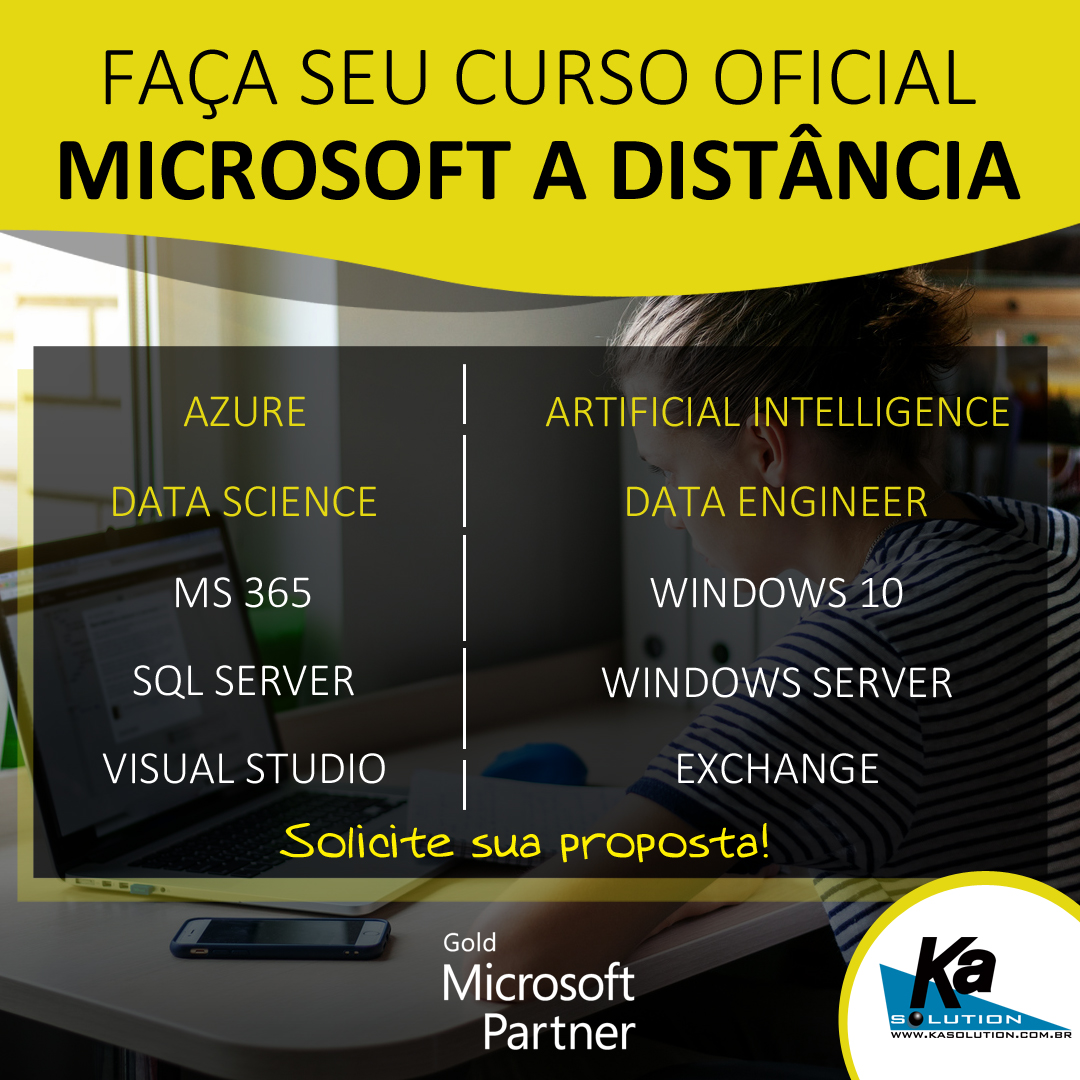 KaSolution's tweet photo. 📚 Faça seu Curso Oficial Microsoft de forma segura, e a distância!
��� Ficou interessado? Acesse: https://t.co/P5a55JW2x6
#kasolution #microsoft #microsoftbr #microsoftazure #artificialintelligence #datascience #dataengineer #microsoftsqlserver #sqlserver #sql #windowsserver https://t.co/ldXXyi2F8G