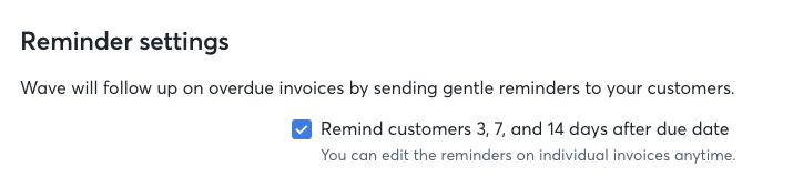 satinflame's tweet photo. If you're using invoicing on #Waveapps, they recently *turned on reminders* for all active invoices, and you'll need to disable it to prevent spamming your clients. 😔  https://t.co/cNNvAxdqra https://t.co/zFbsXRcw2a