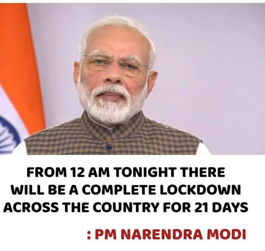 vishal9815's tweet photo. 21 DAYS LOCKDOWN IN ALL #INDIA
#ModiQuitsSocialMedia #ModiKiBatMano #ModiCOVIDAddress #ModiCoronaMessage #ModiStrikeOnCorona #ModiHaiTohMumkinHai #ModiGovt #ModiHaitoMumkinHai #Modification #ModiOnCorona #ModiOnCorona #Modi #moditrump #modisaysindiafirst #ModiSpeakToNation https://t.co/MfE86GyZ2L