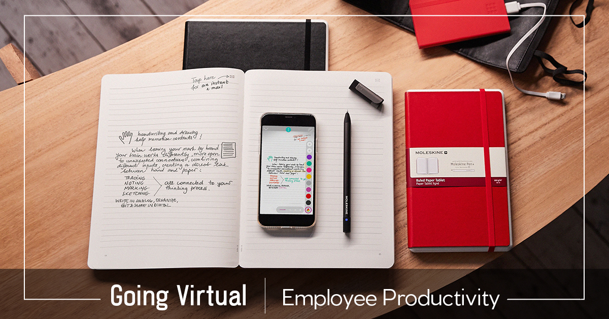 Increase employee productivity with analog and digital tools! Moleskine makes it possible to write a thought down and organize, edit and store it in your notebook and be able to instantly digitally transfer it to your computer or device. bit.ly/3dtQ38O #WFH#VirtualOffice