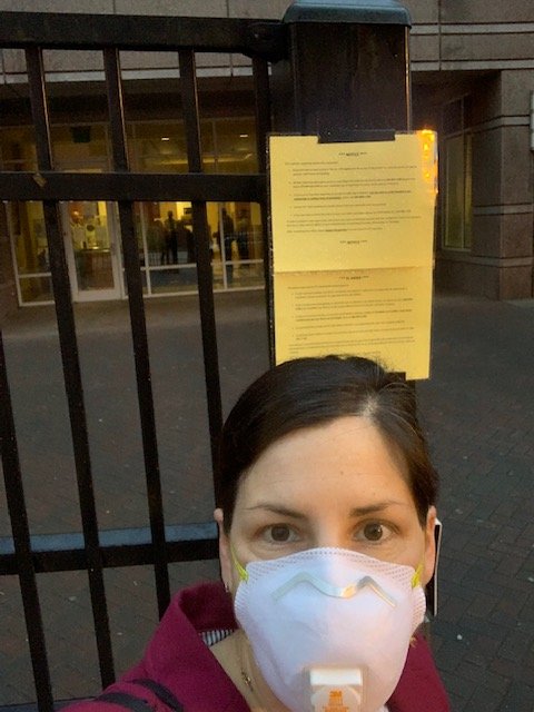 In Atlanta this morning, Danielle Claffey in PPE to enter the court. This gear is desperately needed by medical professionals.  #ClosetheCourts