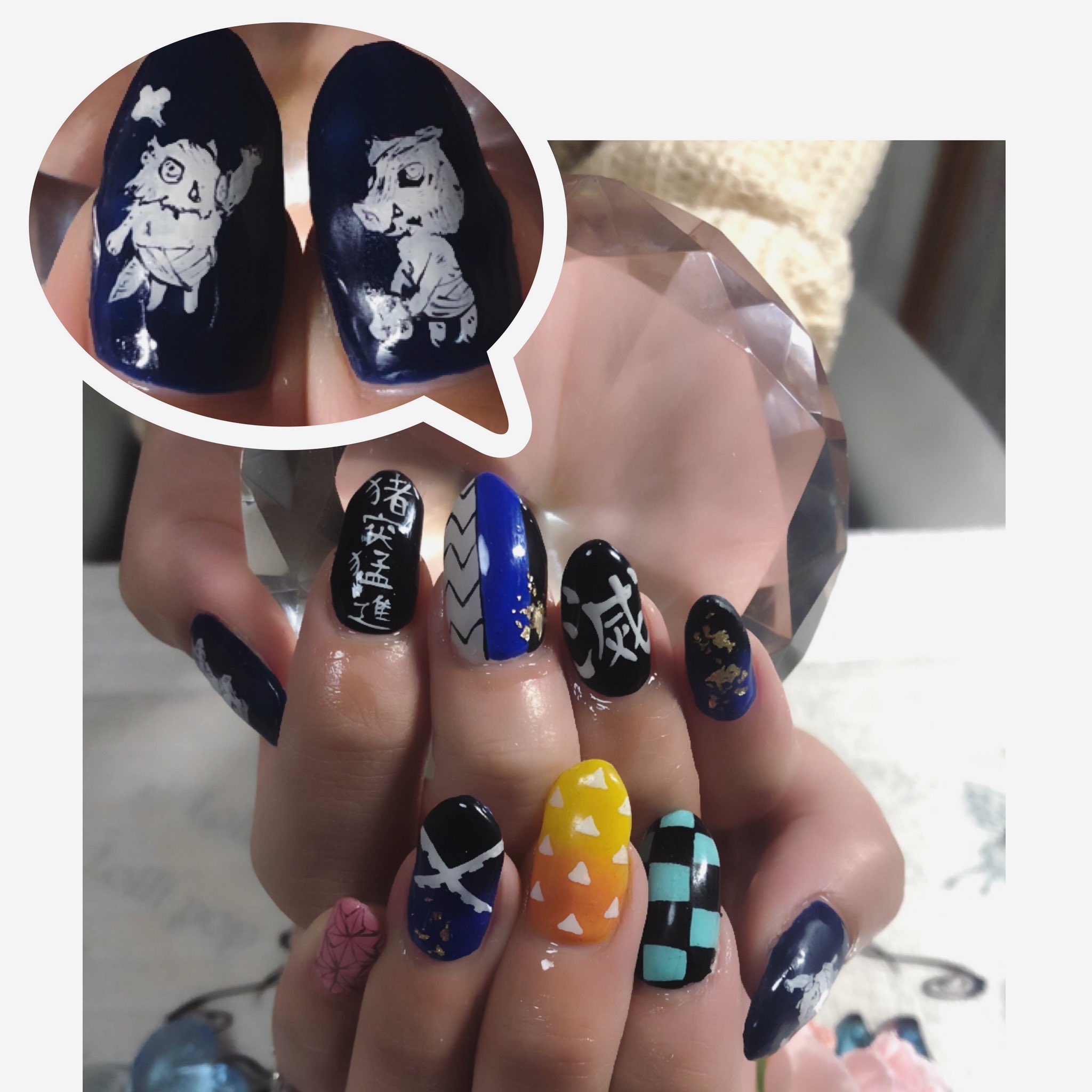 Twitter 上的 Namihey ジェルネイル Lollipopnail 自爪を削らない パラジェル 自宅サロン ネイル ネイルデザイン トレンドネイル ジェルネイル ニュアンスネイル キャラクターネイル 鬼滅の刃ネイル 伊之助ネイル いのすけネイル 刀