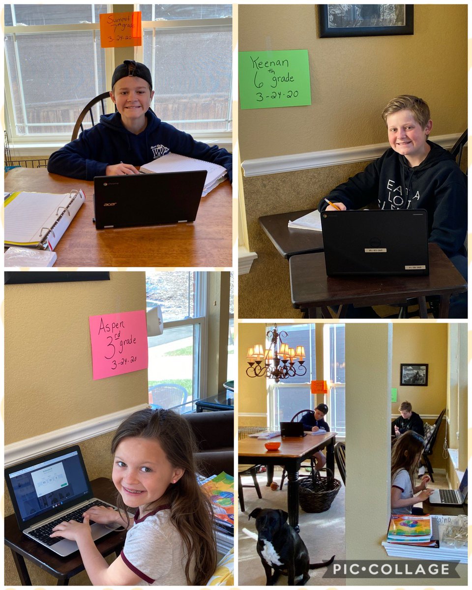 Day 1 virtual learning has began! So thankful all 3 kid’s schools and teachers have created smooth transitions with clear routines and expectations online! We’ve got this! <a href="/SMECubs/">SME Cubs</a> <a href="/RanchViewMS/">RVMS</a> <a href="/sremustangs/">Saddle Ranch</a> <a href="/summitm88/">Summit Mottinger</a> <a href="/Keenan_8818/">Keenan</a> <a href="/BenMottinger/">Ben Mottinger</a>  #ranchviewproud