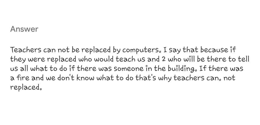 3rdgradeRush's tweet photo. It's "Talk It out Tuesday" in 3rd grade and with distance learning in full swing can computers really replace a teacher?? We have some interesting thoughts here ❤ @SFABronx #3rdGradeFun #TitanPride https://t.co/LBcLfnZael