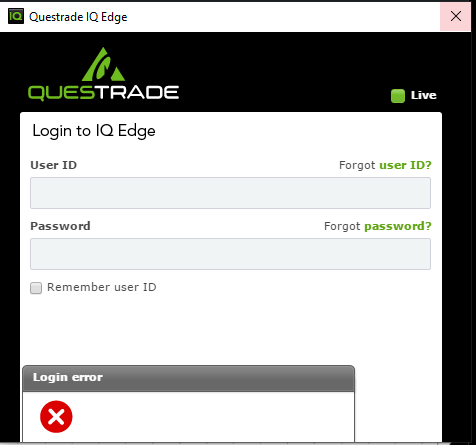 CryptoTurtle3's tweet photo. @Questrade Still down, sent support a email and waiting for a callback. Meanwhile, my position is still open and I have no way to adjust the order or create any new orders! https://t.co/hjw24KnFoD