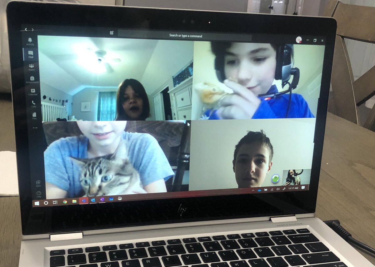 Teams Video Chats to catch up and share our pets! So great to see my students 😊 #kutzcougarpride