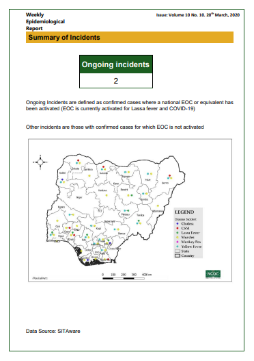 NCDCgov's tweet photo. The NCDC Weekly Epidemiological Report #NCDCWER has been published on our website

This week's editorial focuses on the States Preparedness and Readiness workshop convened by NCDC &amp; @WHO to build states' capacity for #COVID19Nigeria

Read here https://t.co/9TUVHNlrEp https://t.co/pSwfJGeUbf