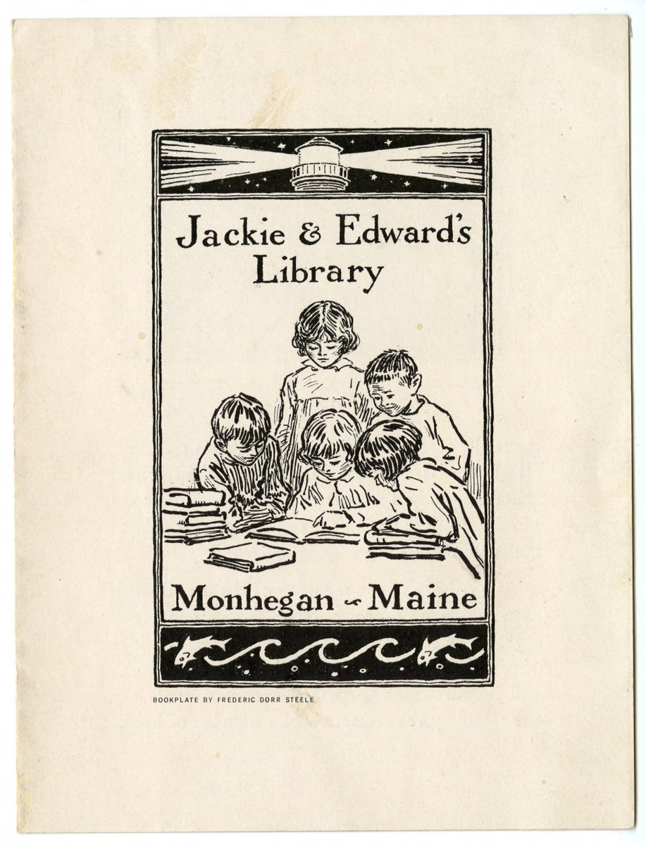 To provide another diversion--and some interest or joy--here is the first of what may be long thread of images from  @SherlockUMN  @umnlib featuring the art of Frederic Dorr Steele. Today's offering: a bookplate for "Jackie & Edward's Library"  http://purl.umn.edu/99795 