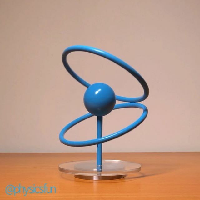 PhysicsfunE's tweet photo. Calling Dr. Manhattan: floating rings illusion device inspired by the recent Watchmen series. Two attached rings appear to roll in an impossible way around an orb, featured in a number of scenes on top of blue interplanetary phone booths in the new Watch… https://t.co/gSoHxaLXBK https://t.co/pMXssnOZFn