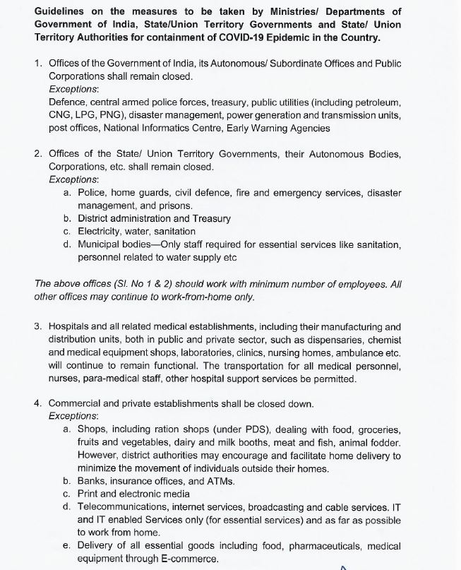 AHindinews's tweet image. देश भर में 21 दिनों तक चलने वाले लॉकडाउन को लेकर गृह मंत्रालय के दिशानिर्देश और उन जरूरी सेवाओं की सूची जो इस दौरान खुली रहेंगी। #CoronavirusLockdown