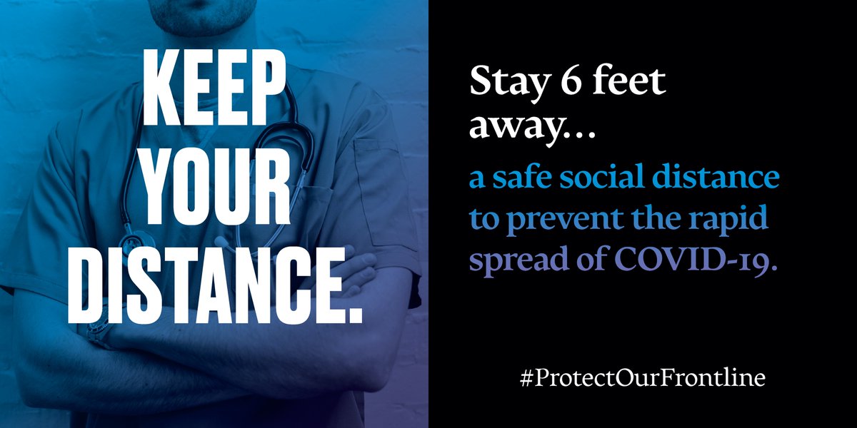 ProOurFrontline's tweet photo. Need some air or exercise? 
It is OK to do that . . . BUT
>>KEEP YOUR DISTANCE<<
AVOID tourist areas and popular trails. If you do encounter others during your time out
>>KEEP YOUR DISTANCE<<
STAY 6 FEET AWAY
#ProtectOurFrontline #KeepYourDistance #COVID19 https://t.co/arK6drMD6O