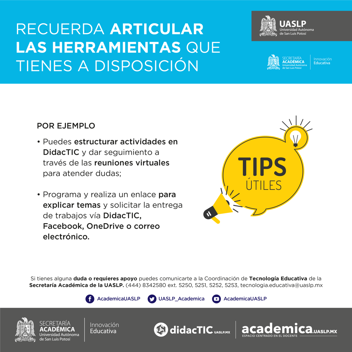 UASLP_Academica's tweet photo. Profe @LaUASLP Recuerda articular las herramientas que tienes a disposición #ProfeUASLP 
Más información: https://t.co/3rIjfAWAou https://t.co/nphPoauMXa