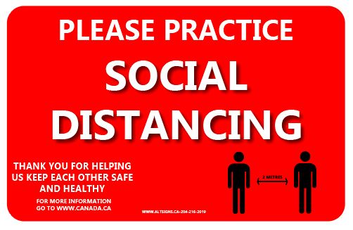 AltSigns's tweet photo. We are giving away signs to remind people to practice social distancing. If you have a business in and around Altona and would like a sign to put at your entrance, give Jesse a call at 204-216-2019 or email at info@altsigns.ca to request a sign.
11x7 Sign come with adhesive back. https://t.co/Sm5gKzlI2z