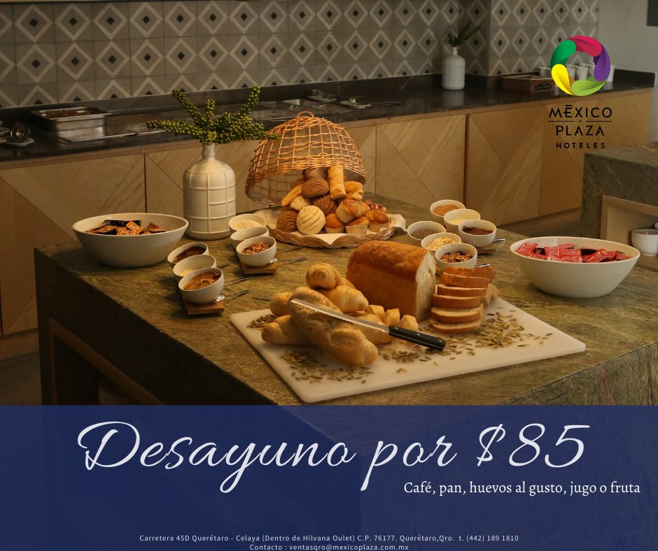 HotelQueretaro's tweet photo. Buenos días viajeros, recuerden que además de nuestros desayunos buffet, pueden disfrutar de nuestro desayuno ejecutivo por tan solo $85.00 #FelizMartes https://t.co/MVvD6awSAP