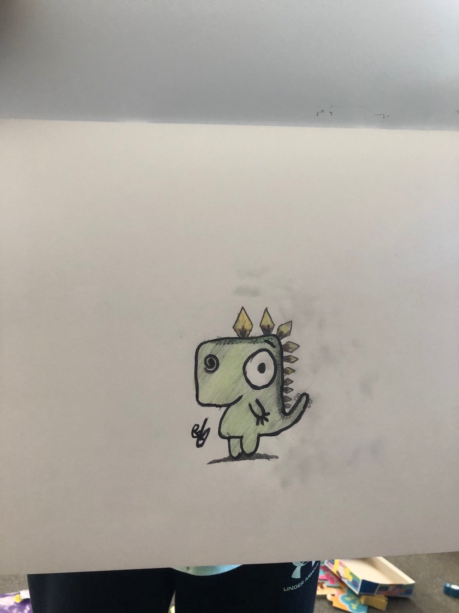 SpearingKelly's tweet photo. Gregosaurus by Finlay aged 10 @RobBiddulph #DrawWithRob https://t.co/OUXlCZTNh1