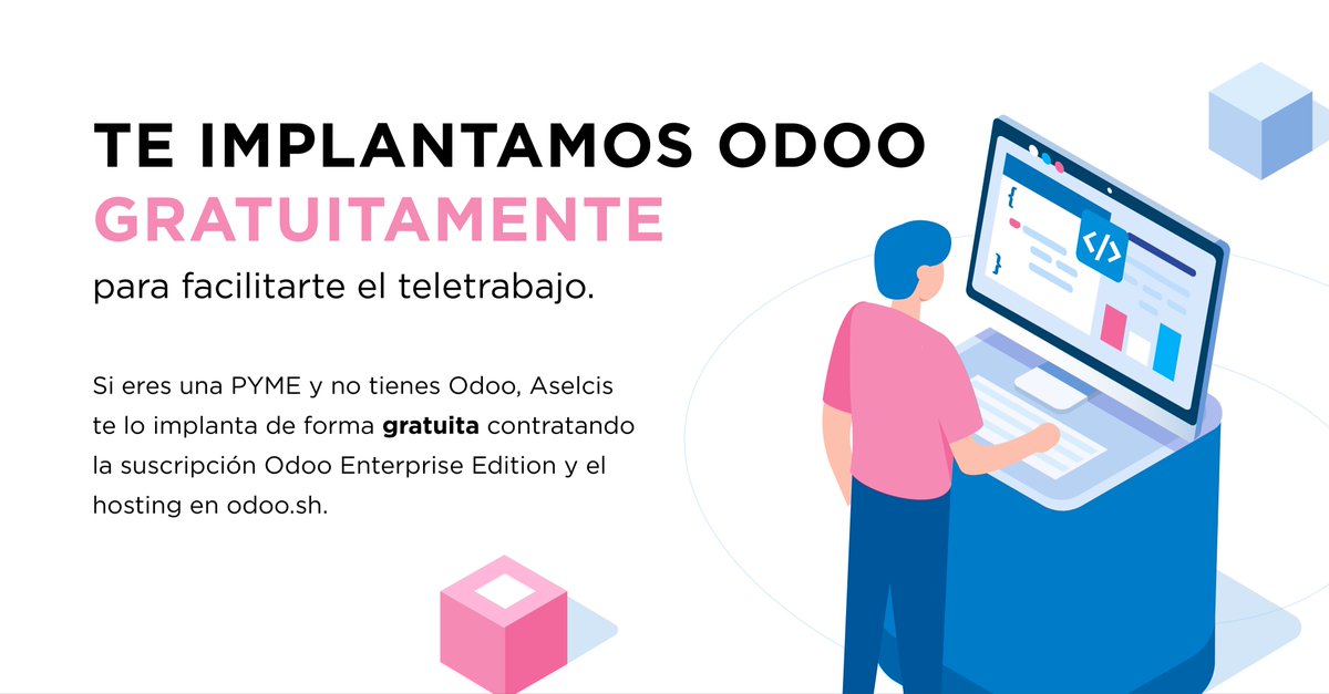 aselcis's tweet photo. Si eres una PYME y todavía no tienes #odoo, en #aselcis te lo implantamos gratuitamente para que puedas continuar gestionando tu negocio desde casa. Entre todos venceremos al COVID-19.  https://t.co/G1HaIplz4Q  #QuedateEnCasa #UniendoFuerzasDesdeCasa https://t.co/94rli0aWq0