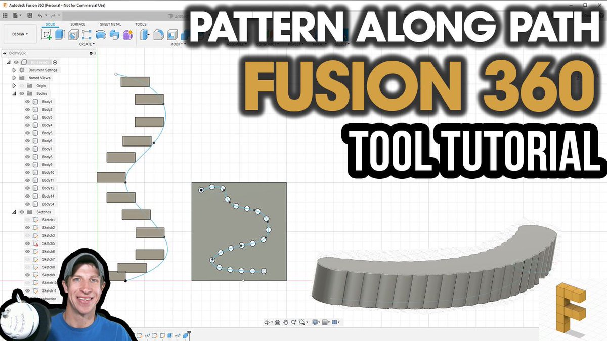 FusionTutorials's tweet image. Learn to use the pattern along path tool in #Fusion360 to create multiple copies of objects along a path in your models! thefusionessentials.com/patternalongpa…