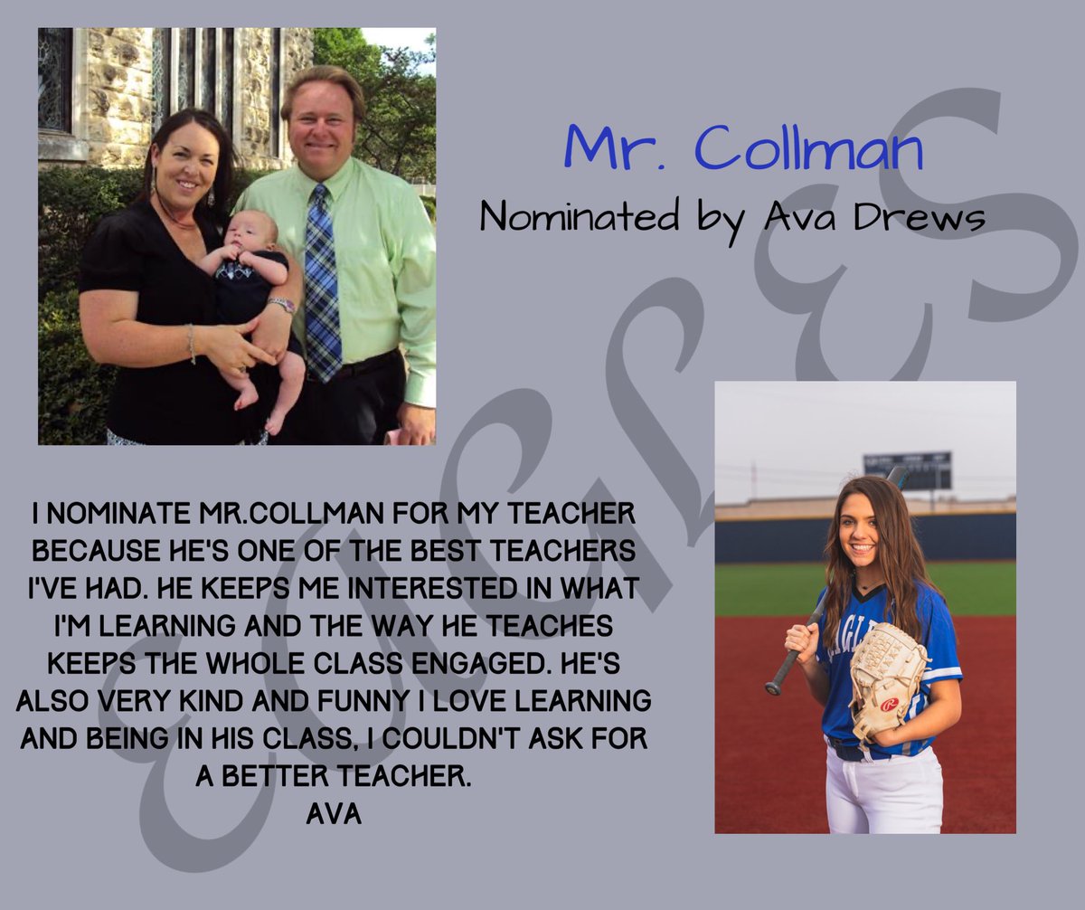 EFND_Softball's tweet photo. Ava Drews honors Mr. Collman for #softball teacher night @GeorgetownHS  
🦅👨🏼‍🏫💙🥎 
#efnd #ghseagles #honoringeducators #teachernight https://t.co/j1pYgtAI64
