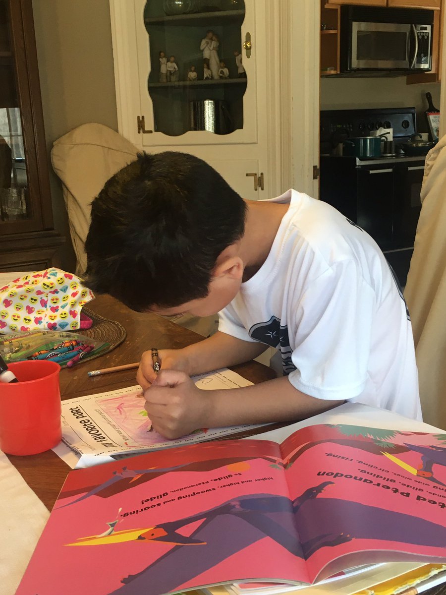 Caden working on his favorite part of the dinosaur book we read! <a href="/DepughJess/">Jess DePugh</a>