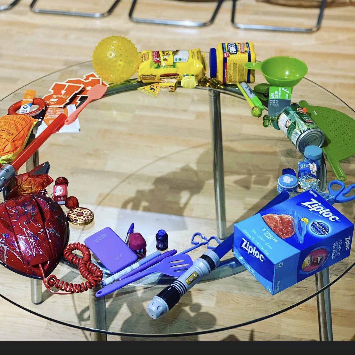 Found object color wheel challenge! Remember the primary’s make one triangle and the secondary’s make the other.