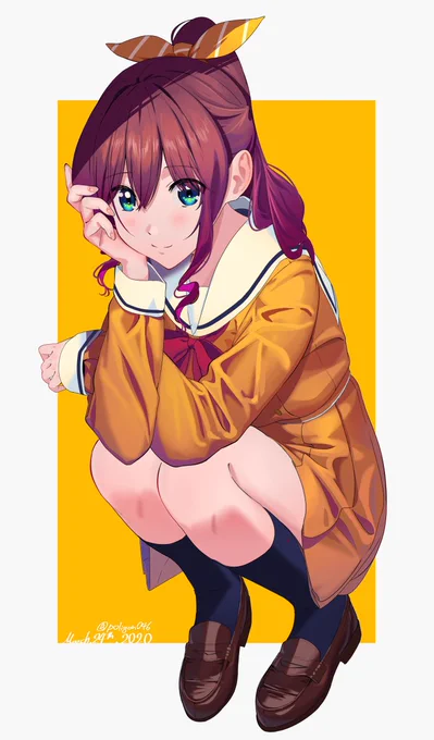 落書き山吹さん。トリミングしたら髪下ろしてるっぽくなって面白かった。 