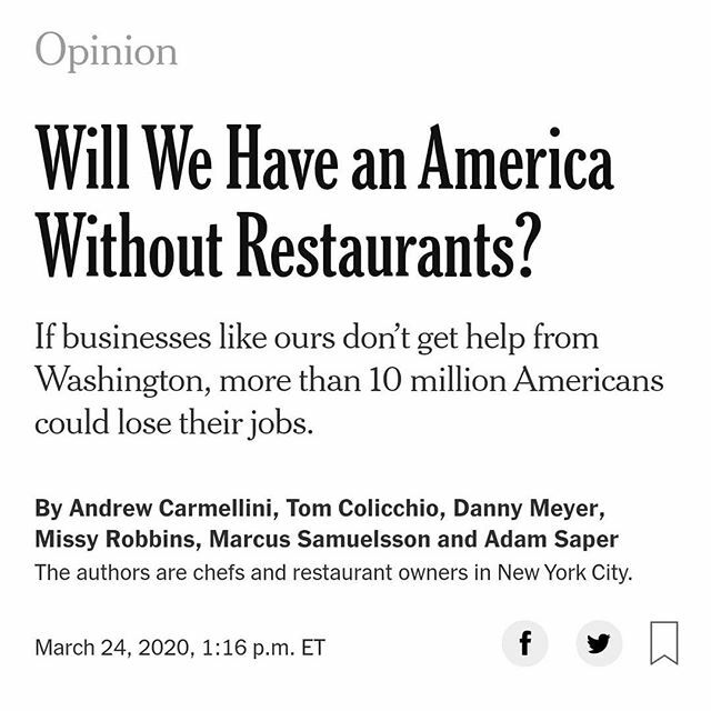"America is in the weeds right now." A must-read from industry leaders. #saverestaurants ift.tt/33JmqMl