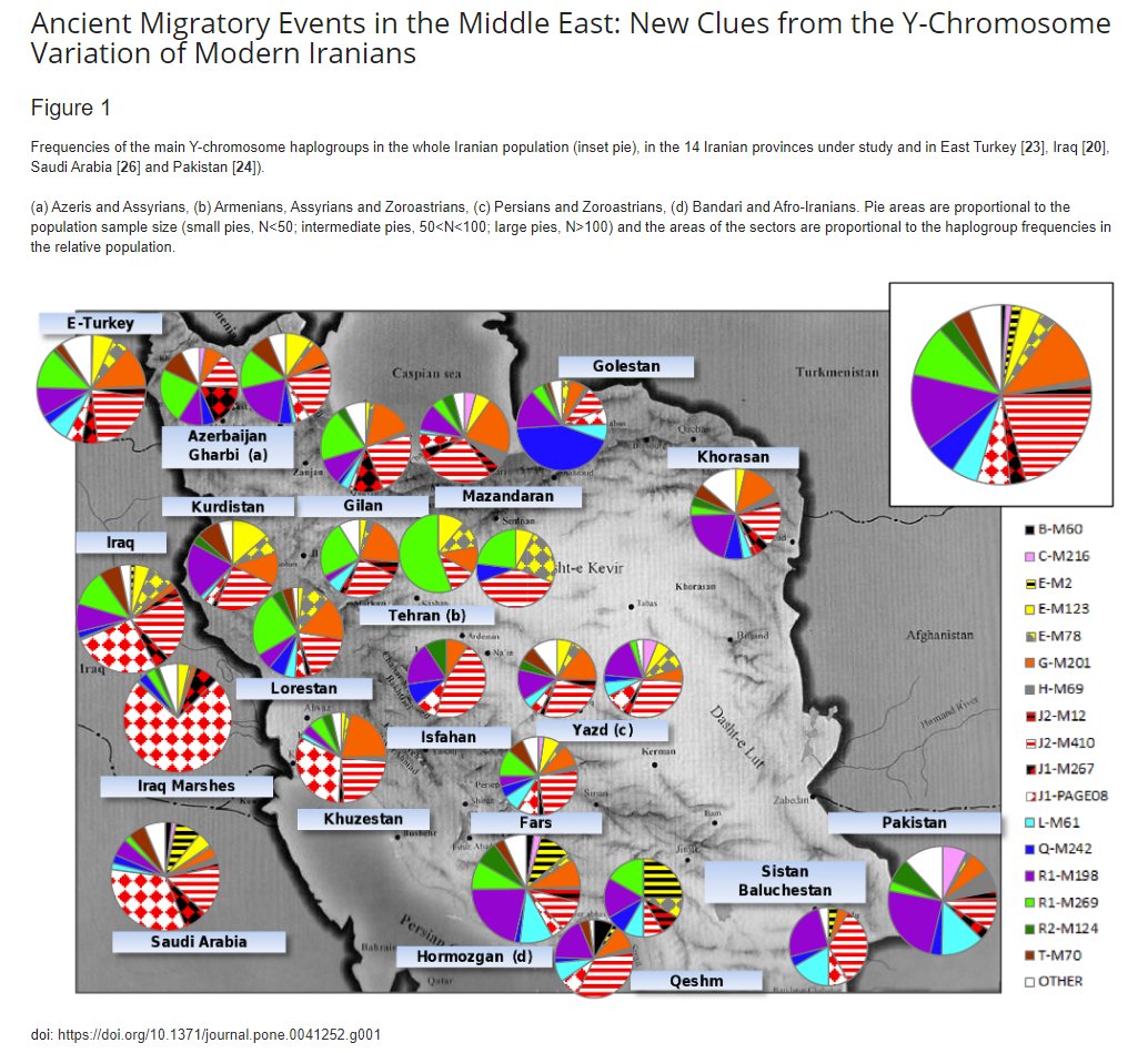 Ancient Migratory Events in the Middle East: New Clues from the Y-Chromosome Variation of Modern Iranians https://www.ncbi.nlm.nih.gov/pmc/articles/PMC3399854/