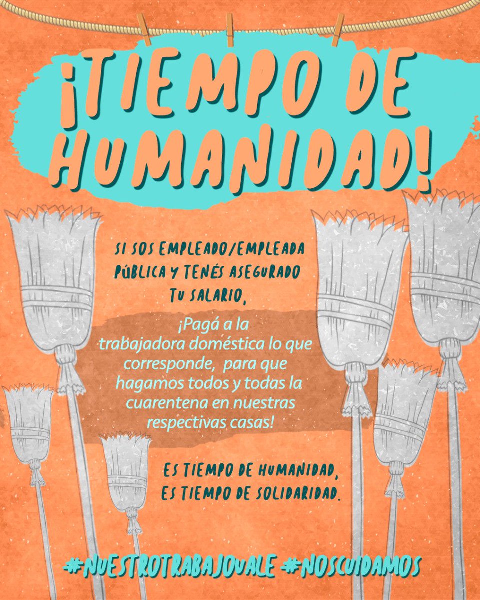 RevistaEmancipa's tweet photo. #EmancipaParaguay Las trabajadoras domésticas están sintiendo en sus mesas familiares los efectos de las medidas contra el coronavirus. ¡Tiempo de humanidad!

Es un mensaje del Sindicato de trabajadoras domésticas SINTRADI, SINTRADESPY y SINTRADOP-L 💜💪 https://t.co/thB9M7pYOj