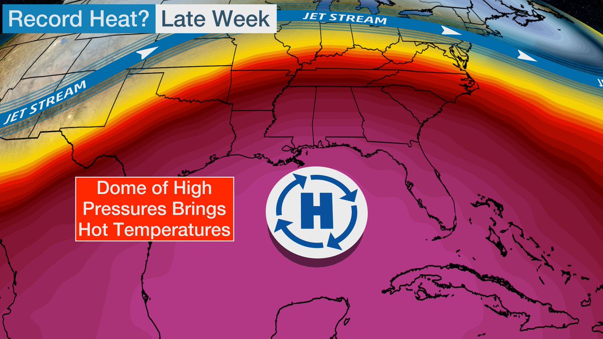 weatherchannel's tweet photo. Summerlike heat could set dozens of record-high temperatures in parts of the South this week: https://t.co/lhxjZ8sO3b https://t.co/H7htIjPQgD