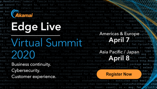The tools, perspective, and expertise to maintain business continuity in challenging times. Join us at #EdgeLive. <a href="/Akamai/">Akamai Technologies</a> bit.ly/3ahZqqq