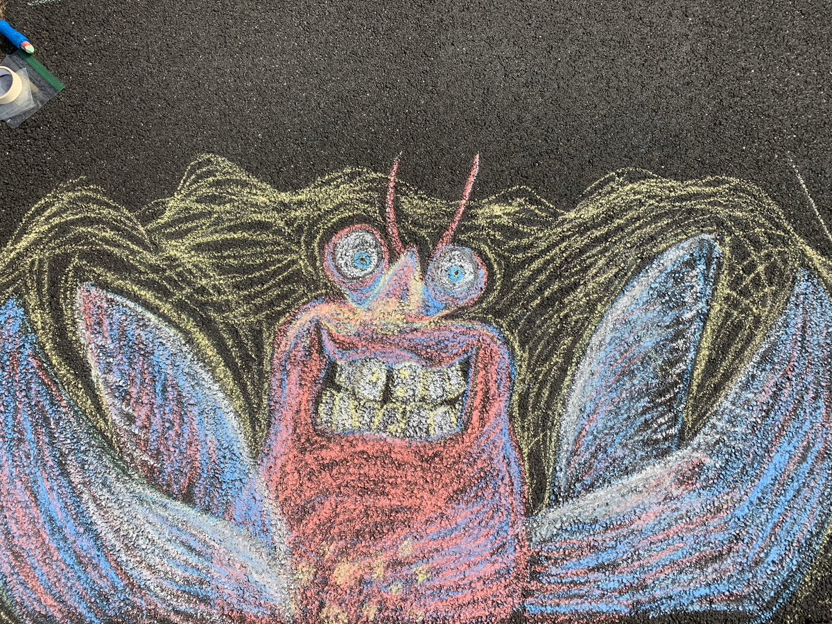 ThisisASchultz's tweet photo. @penn_panthers I decided to get out side and create today!!! Tamatoa is Ozzy’s favorite, so of course that what I drew! https://t.co/HpWqABgQwj