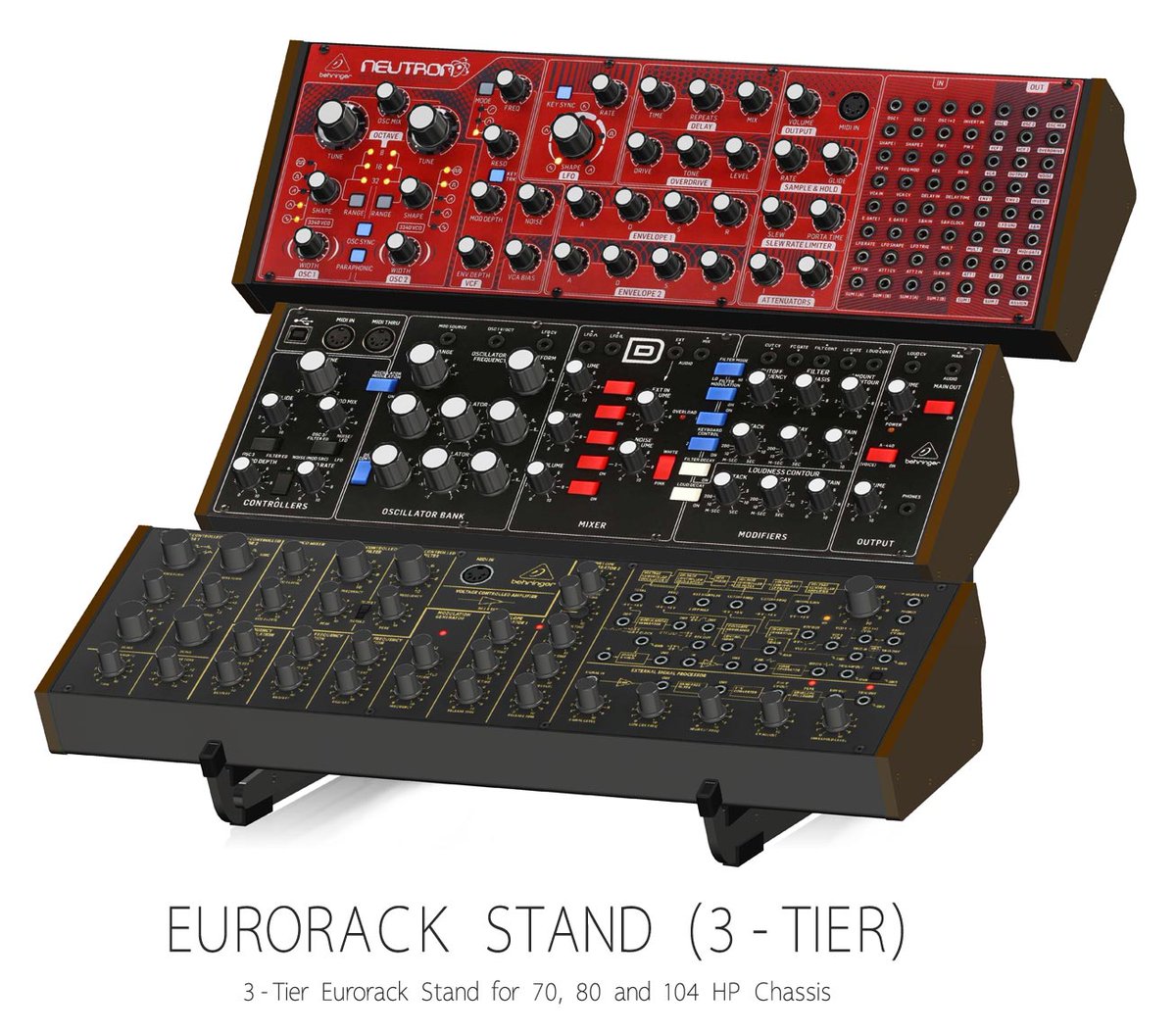 X32 Behringer Mixer Behringer 3-Tier Eurorack Stand - Holds 70, 80