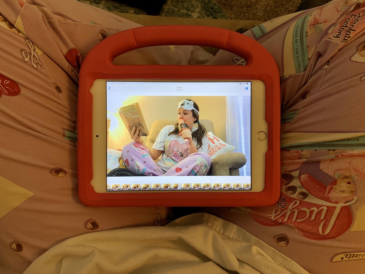EmilyBynum5's tweet photo. Tonight’s episode of #BedtimeWithBynum called for THIS TEACHER’S favorite I Love Lucy jammies! Can’t wait for my kiddos to hear what happens next as Jack and Annie try to make it out of the pyramid! 😱 #firstgradeshenanigans #bedtimestories #distancelearning #alvaradoexcellence https://t.co/QeZEv8dEpF
