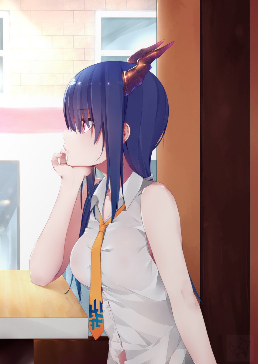 In her own little world.