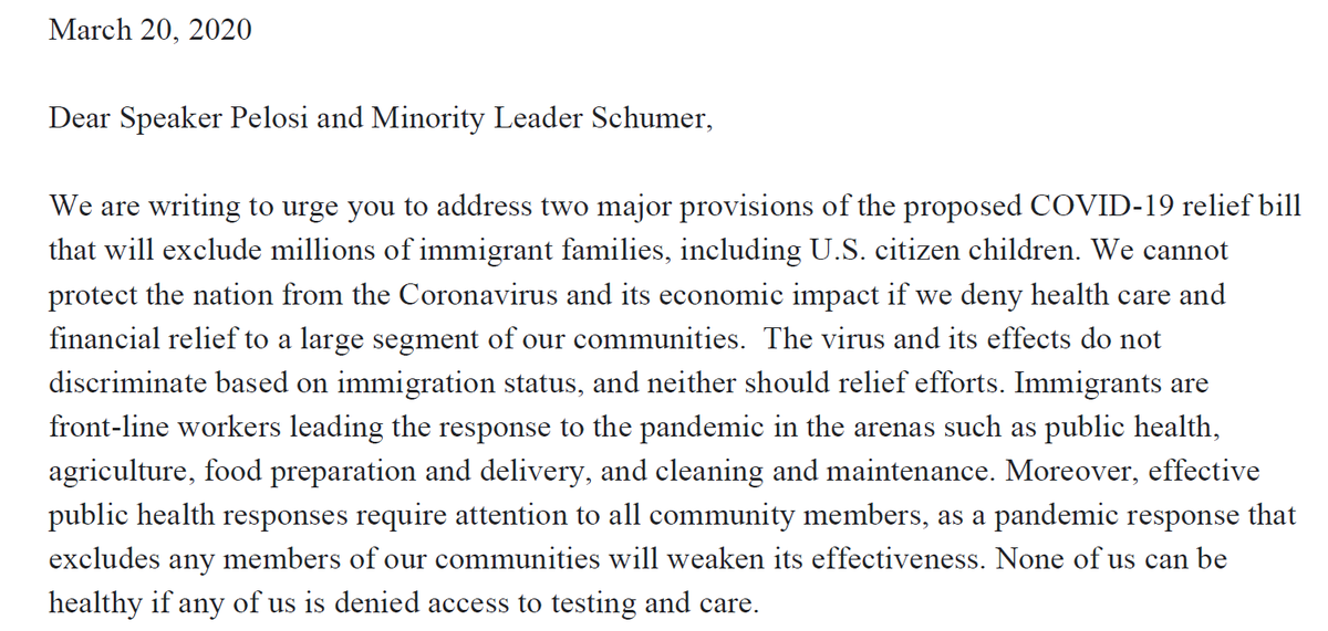 Guttmacher's tweet photo. We join over 600 advocates in asking Congress to ensure that the #COVID19 #Package3 relief bill includes all of our community. The virus and its effects do not discriminate based on immigration status, and neither should relief efforts. https://t.co/ALd2jMNz10 #ProtectAllPeople https://t.co/NnqrDbamuS