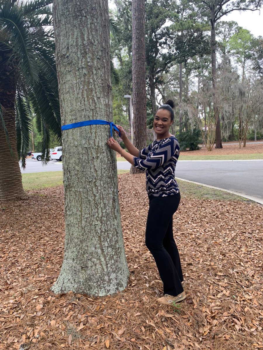 We've wrapped our trees in blue ribbon to support the healthcare workers and first responders who are working tirelessly to combat COVID-19 in our community. 💙 @hhibchamber #communityovercovid #hhilovemyisland