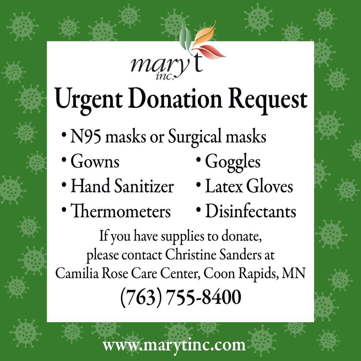 marytinc's tweet photo. We have implemented many safety measures for staff &amp; the individuals we serve. Our biggest challenge has been obtaining sufficient quantities of the necessary supplies. We are ordering as many supplies as we can, but there are shortages. Can you help? #COVID19 #AllInThisTogether https://t.co/7KTFG5beFY