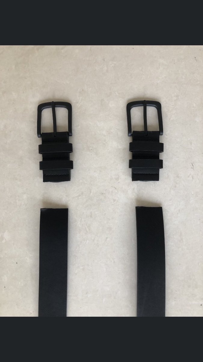 DoggieDouble's tweet photo. Over the next few days, we will post the steps in making our product. 
Production steps:
1) Collect used leather belts from friends &amp; family members
2) Cut off the buckles
3) Super glue two belts, over lapping at the top, to form the shape of a handle.

@StudentEntProg @KerrySEP https://t.co/spQe1Wqz2P