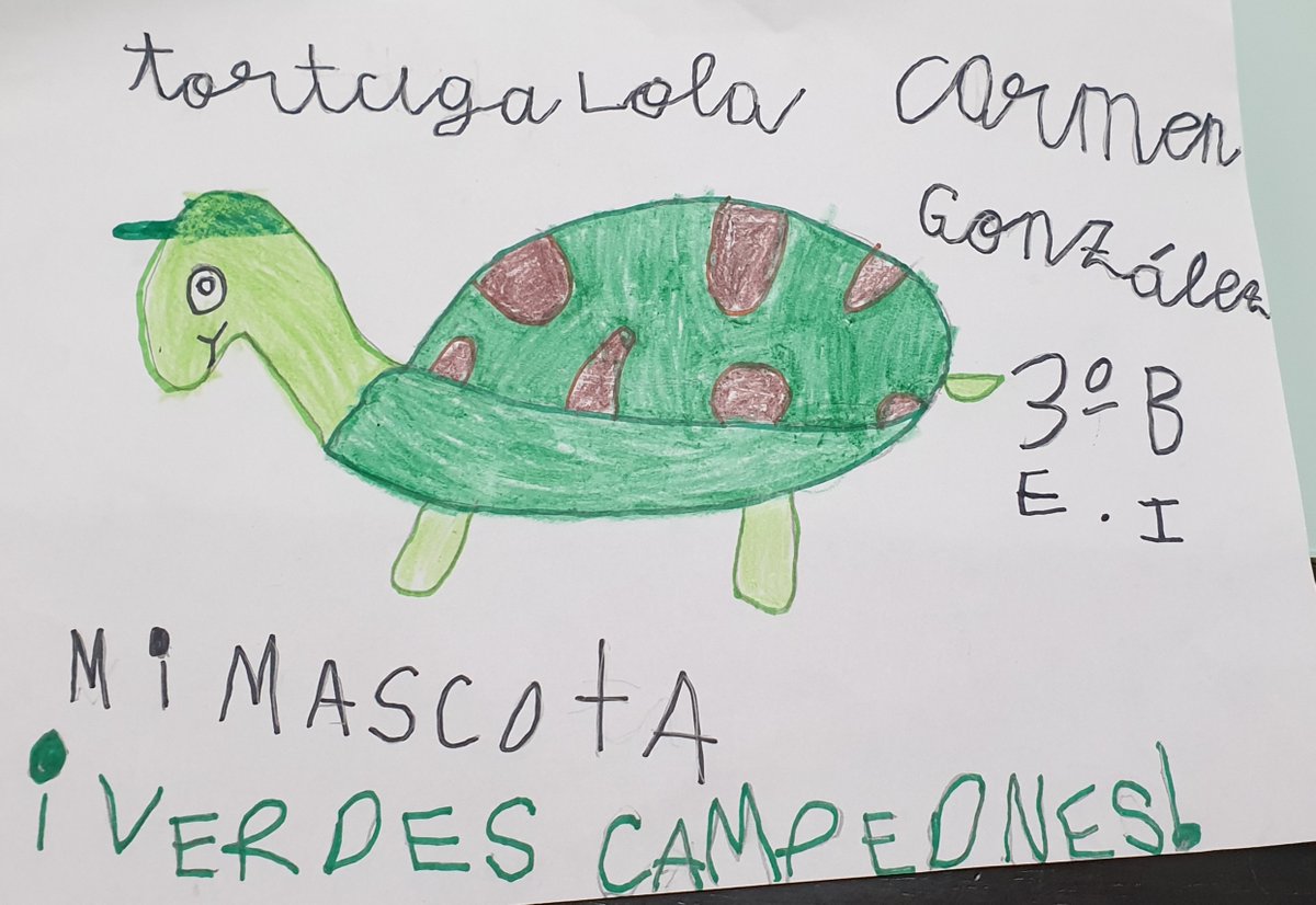 AmpaBuenConsejo's tweet photo. Carmen, de 3° B de Educación Infantil, nos envía su dibujo de la Tortuga Lola. GRACIAS !! #RojosyVerdes #100CBC #Melilla #BuenConsejo Desde pequeños con el espíritu deportivo. https://t.co/WAehvfyROU