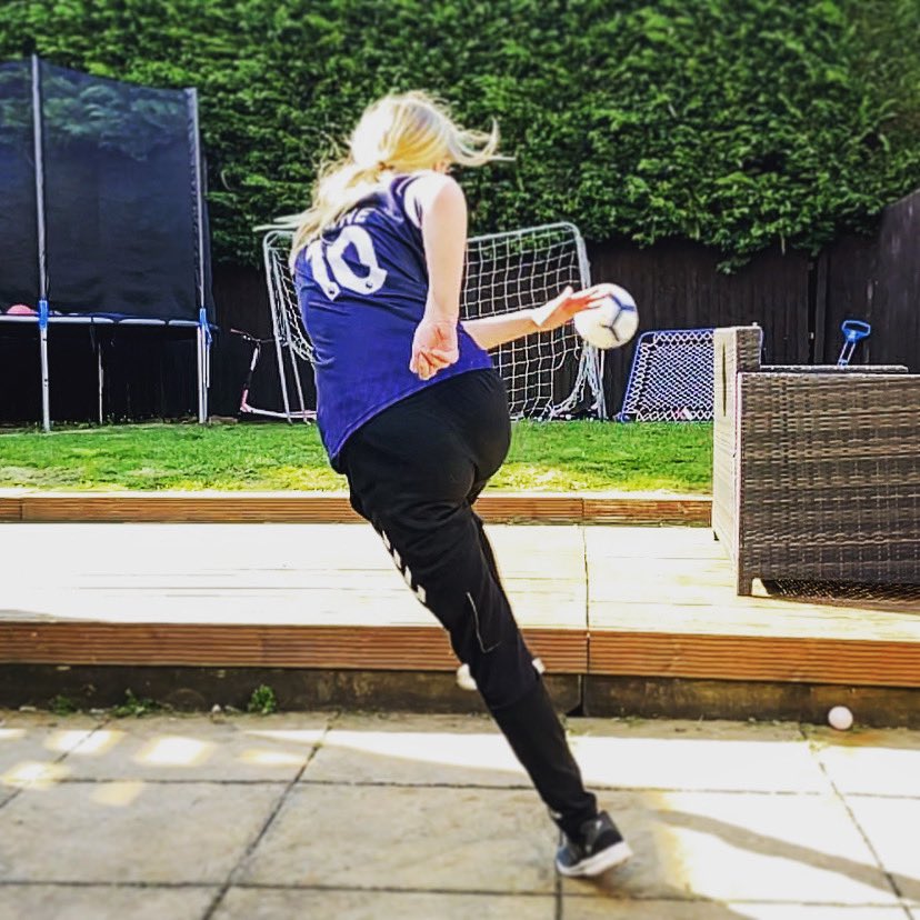 Our #9 Lois practicing all day every day (between schooling) dreaming of scoring for the team again soon! #ccgfc