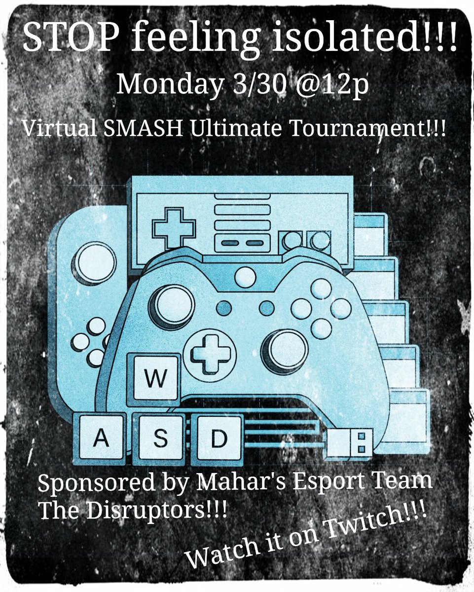 Mahar stops at nothing! Let's get connected! VIRTUAL SMASH ULTIMATE TOURNEY! Play/Watch <a href="/Twitch/">Twitch</a>! Sponsored by <a href="/MaharDisruptors/">Mahar_Disruptors</a>! <a href="/Mr_Magoffin/">Mr. Magoffin</a> <a href="/playvs/">PlayVS</a> #eSports  <a href="/MASchoolsK12/">Massachusetts K-12</a> <a href="/BostonSchools/">BostonPublicSchools</a> #KidsDeserveIt @Mass_STEMHub <a href="/mass_digi/">MassDigi🚀WPI</a> @PrincipalDodge1 <a href="/MSAA_33/">MSAA</a> <a href="/JayAshMACP/">Jay Ash</a> <a href="/suptthomas/">Tari N. Thomas</a>