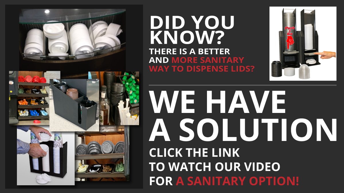PPMOcala's tweet photo. There IS a better and more #sanitary way to dispense lids! The #PushNGo Lid Dispenser provides a safe &amp; sanitary alternative for your C-Store counter-space or behind the scenes in your break room. Be Prepared! Click the video below #COVID19 #Hygiene  

https://t.co/fInVppqvHk https://t.co/vLdTQR3LPX