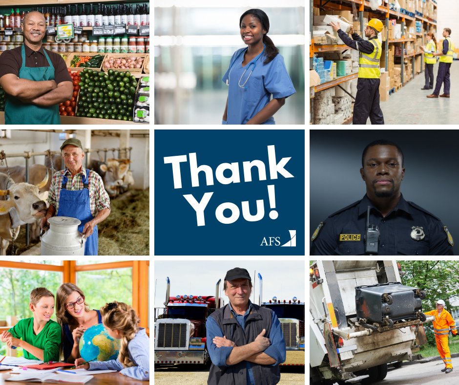 AFS_Shipping's tweet image. To the grocery store and restuarant workers, healthcare providers, truck drivers, supply chain workers, law enforcement, sanitation crews, farmers, and parents turned homeschool teachers, Thank you! Thank you for keeping us going. #covid19