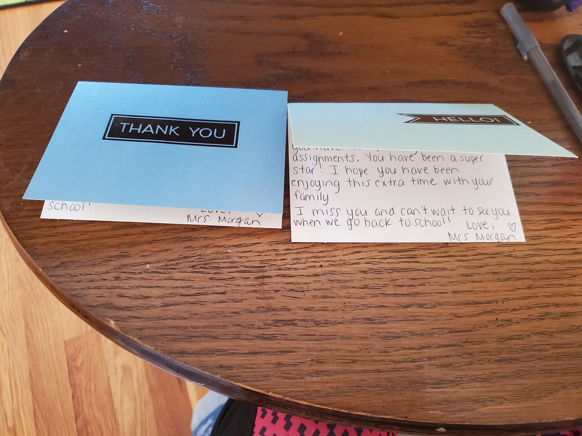 Writing and sending all of my students a handwritten card to let them know I miss them and how proud I am of them. Their sense of responsibility and determination has not gone unnoticed. ❤ #virtuallearning #goodtogreat #exceptionallearners