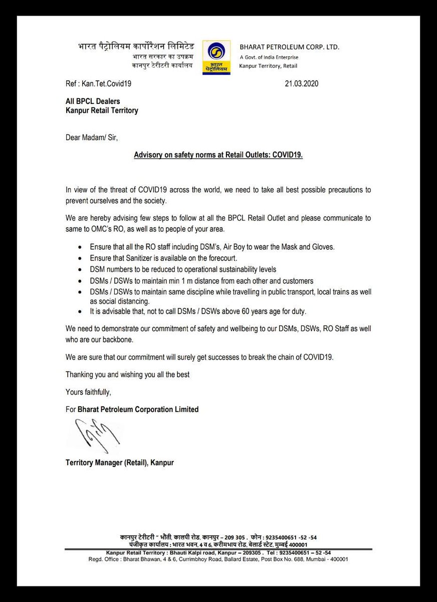 shankulmisra's tweet photo. @BPCRetailkanpur @rajeevj231274 @BPCLimited @BPCLRetail @DMKanpur @DDehat We need real Support.
Arrange for RO sanitization.
Arrange for Masks + sanitizers
The salesmen are standing at the war front of this pandemic. 
Merely writing letters won't help.
To be a Maharatna, Act like a Maharatna. https://t.co/P2M4itr3uZ