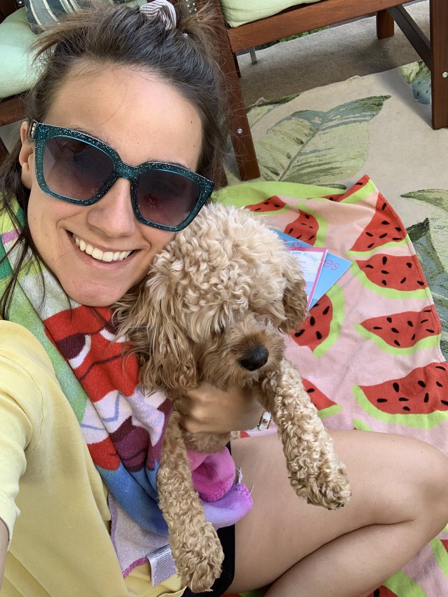 madkipp1's tweet photo. It’s Virtual Spirit Week at Larry C. Kennedy so Bean and I are enjoying our pretend porch beach together! #hangten #surfsup #soakupthesun @csdsocial https://t.co/9AGDOFP25F