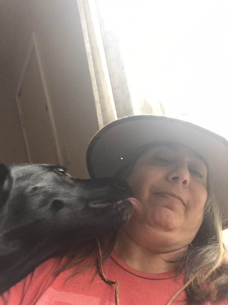 Virtual Panther Pride Week! Day 2 Hat Day   My dog wanted to snuggle during selfie. <a href="/CENT_Tweets/">Centennial Panthers</a>