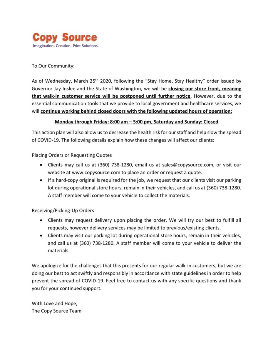 copysource's tweet image. Thank you much to our community for your continued support. We’ll get through this together. With Love and Hope, Copy Source.