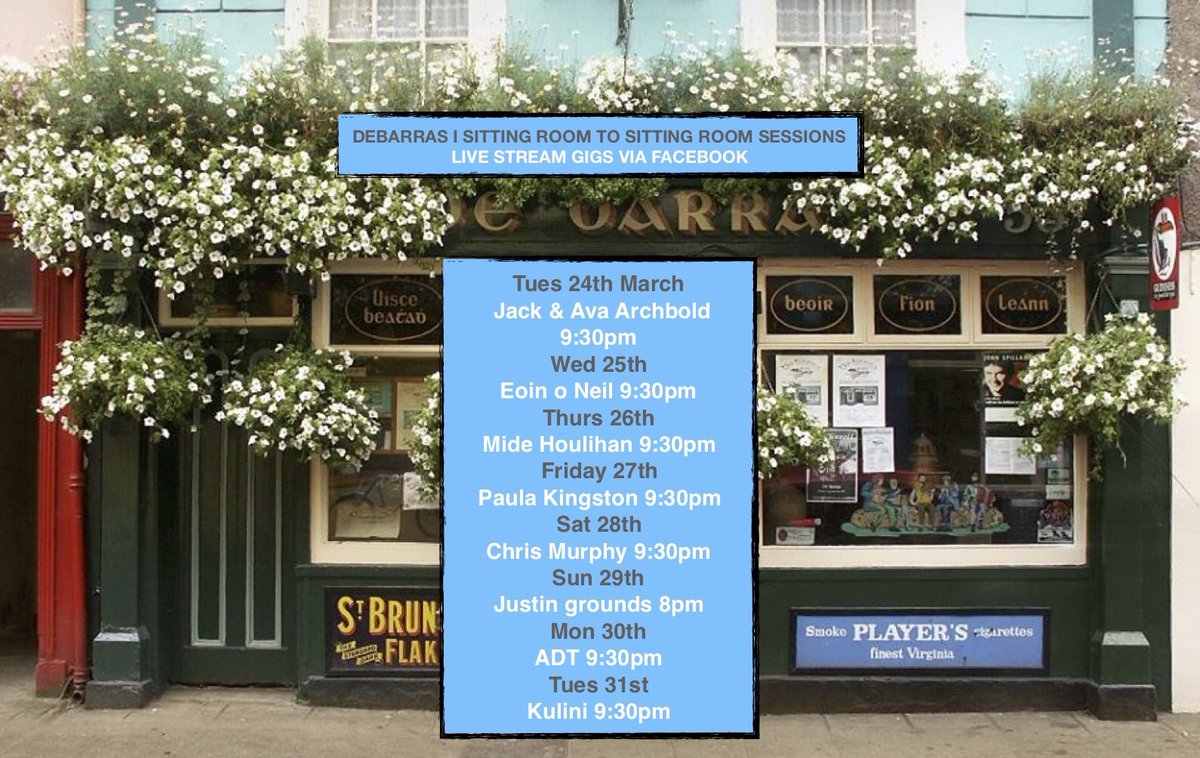 DeBarraFolkClub's tweet photo. Friends.....
for the strange times we find our selves in 
some of our favourite musicians will be bringing the music from their Sitting Room to yours ....they will recreate #DeBarras in their own home &amp; the gig will be live streamed on our facebook page.
Stay cool. #sittingroom https://t.co/KTWELVQ6Wu
